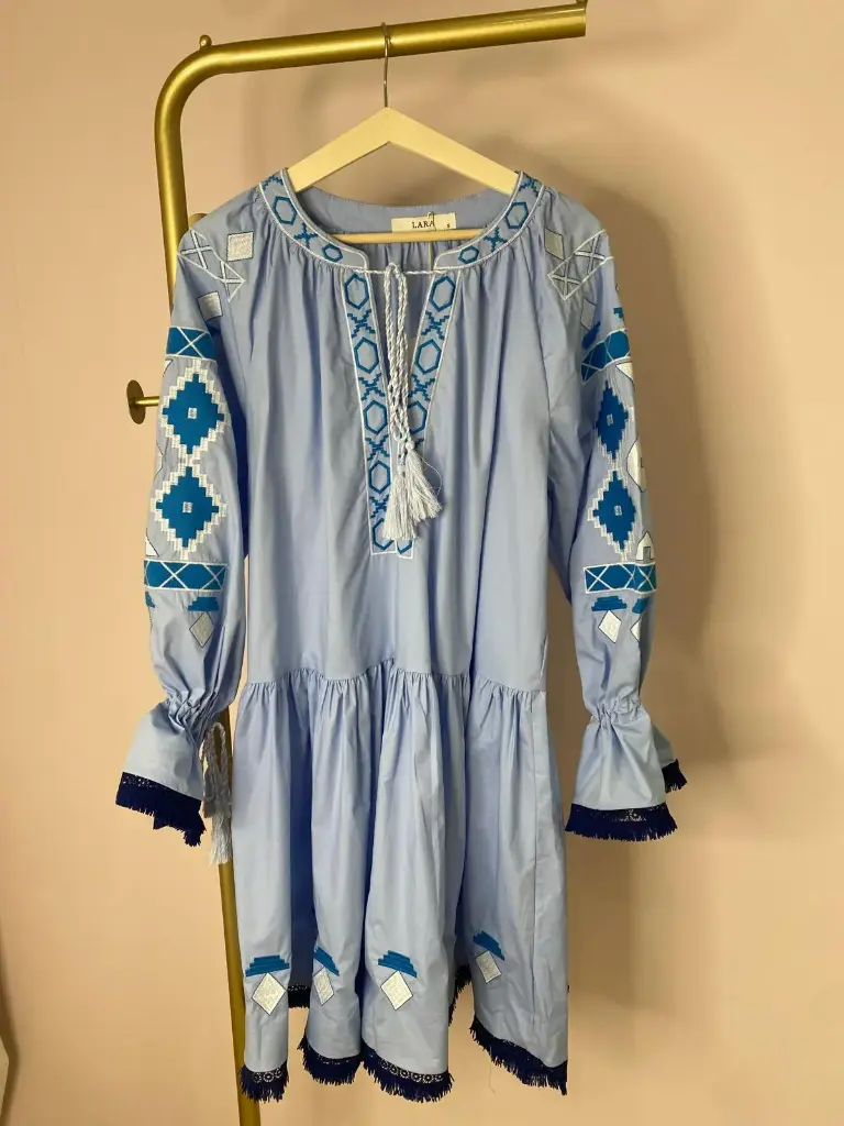 Robe courte bleu/blanc (Bleu, S)