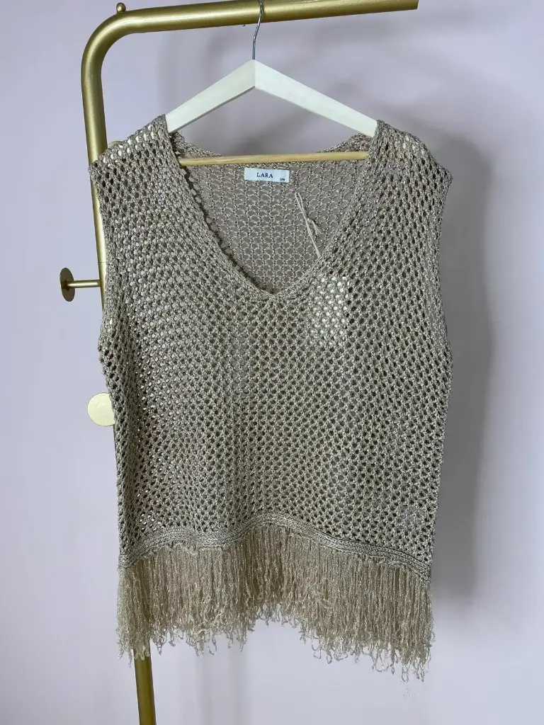 Pull SM, crochet, brillant (Doré, S/M)