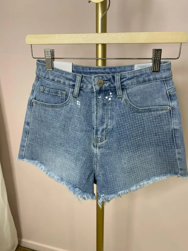 Mini-Short en jeans, paillettes (XS)