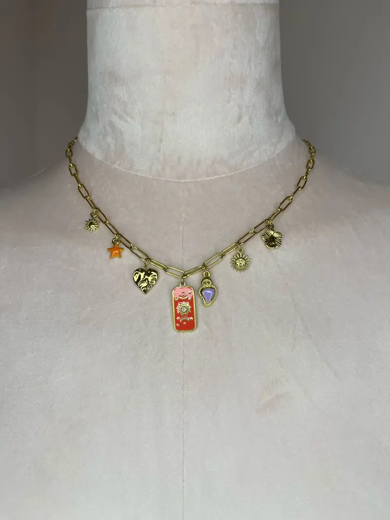 Collier Gold/rose, abricot, lilas- diamètre 45