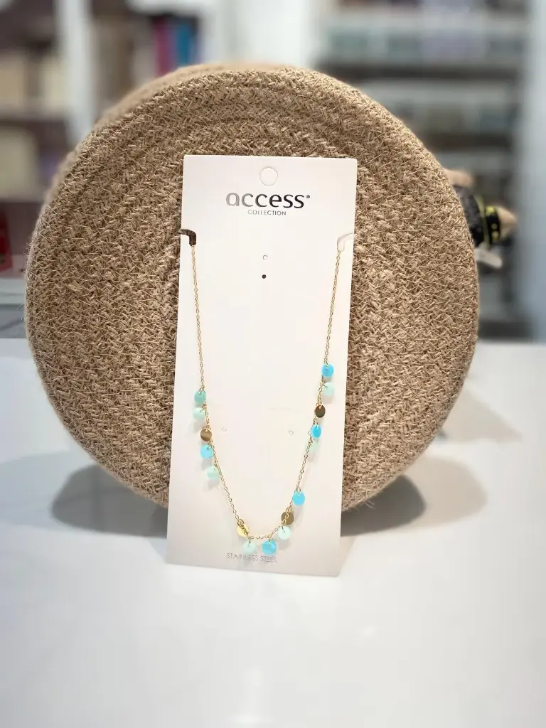 Collier fin doré 37 cm (Bleu)