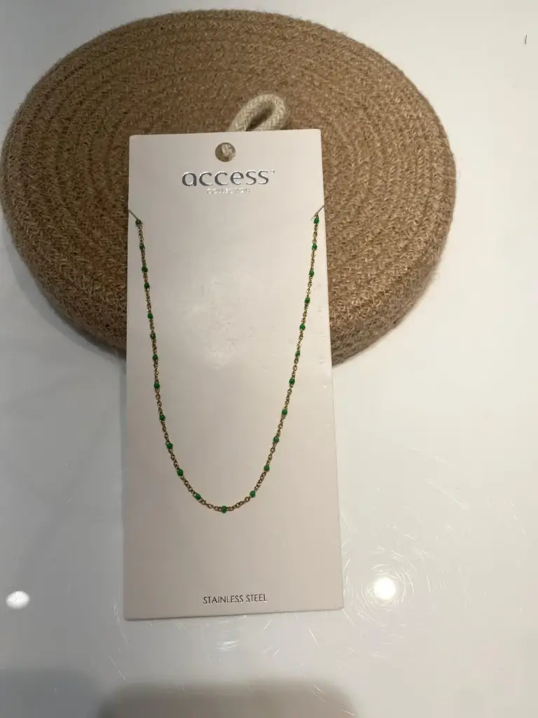 Collier fines billes 40cm (Vert)