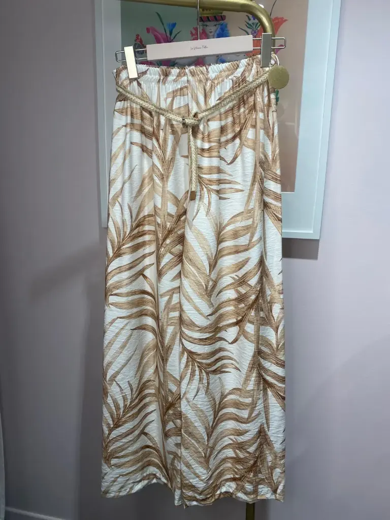 Pantalon fluide Feuilles- TU (Beige)