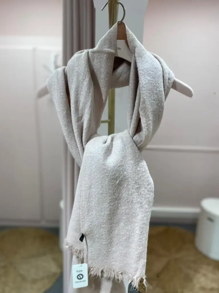 Echarpe rose poudre- 80 Visc/20 Laine