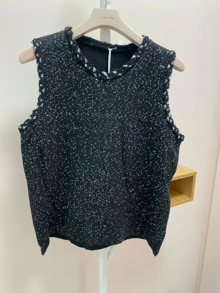 Pull sans manches paillettes- TU