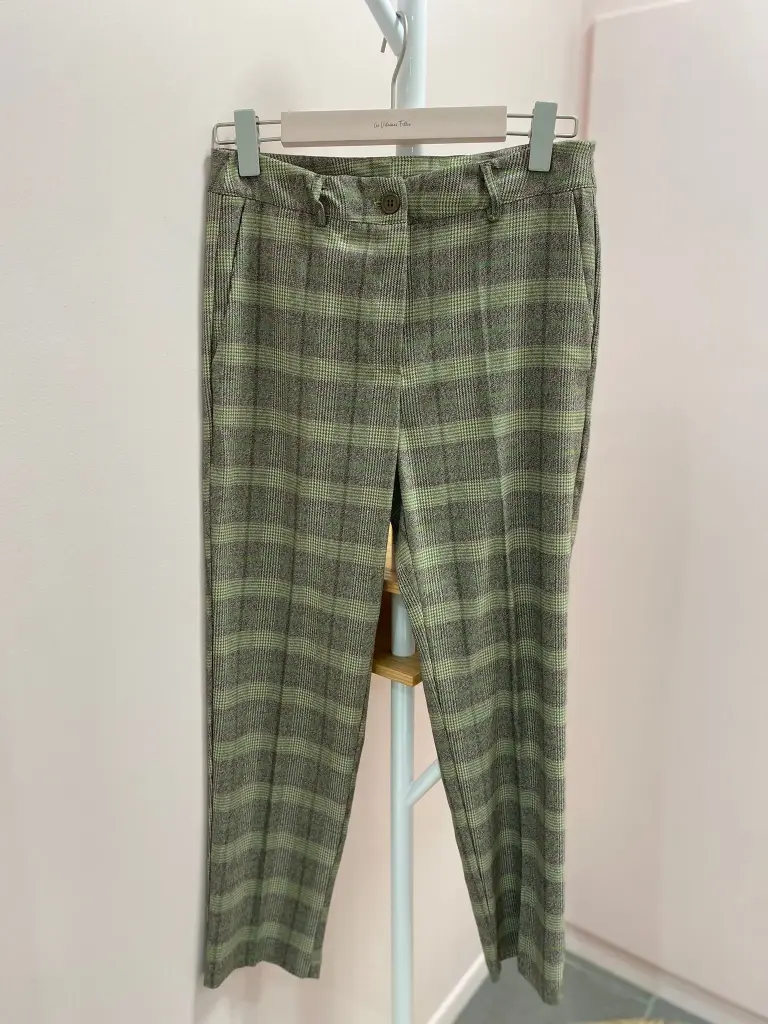 Pantalon carreaux gris/vert