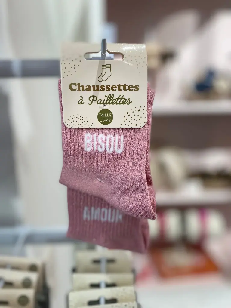 Chaussettes a paillettes- Bisou d'amour