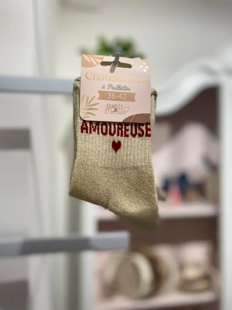 Chaussettes paillettes- Amoureuse