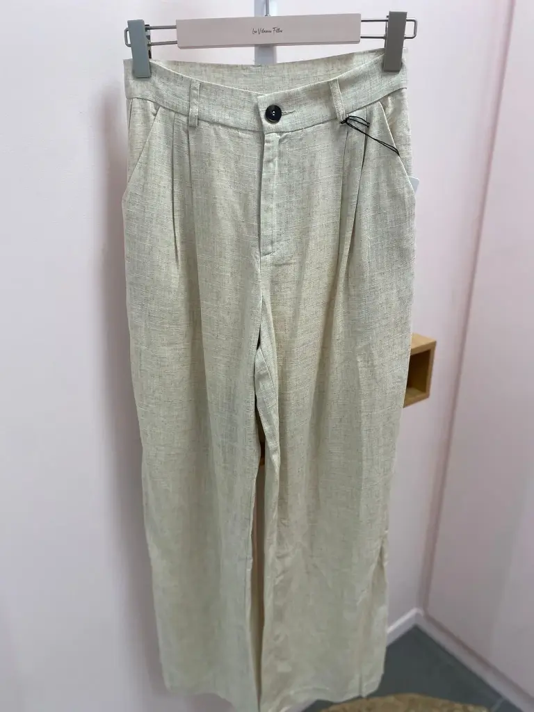 Pantalon lin beige