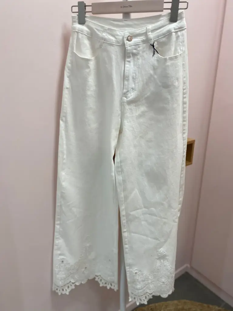 Jeans blanc décor 