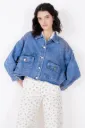 Veste Jeans strass- Oversize court