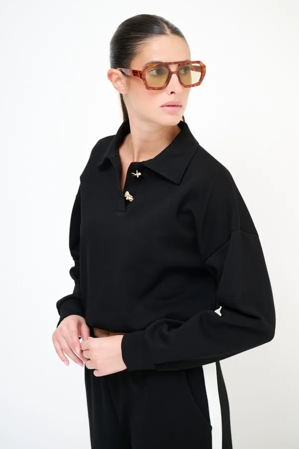 Sweat col Polo (S/M, Noir)