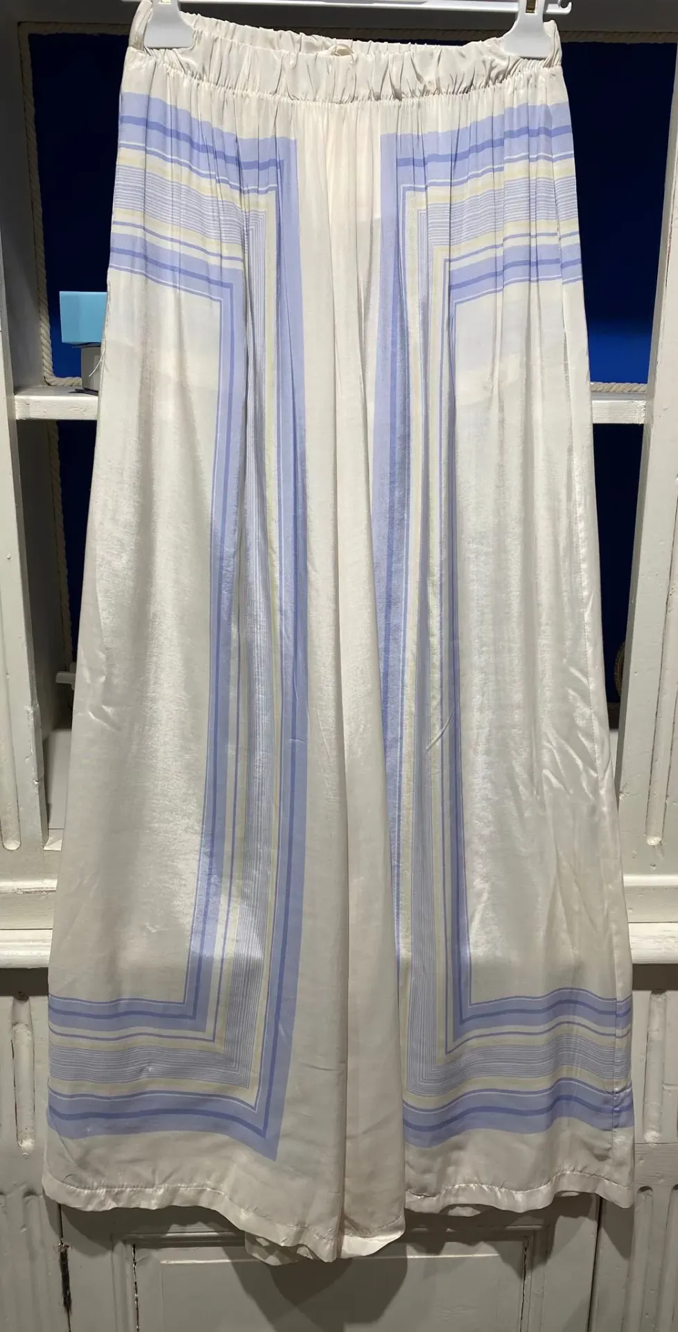 Pantalon fluide bleu/blanc-TU