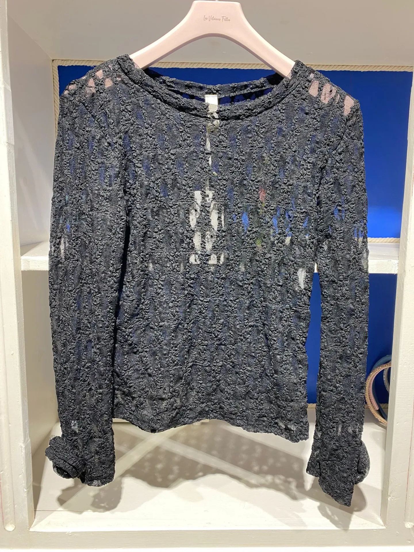 Blouse dentelle rose manches- TU (Noir)