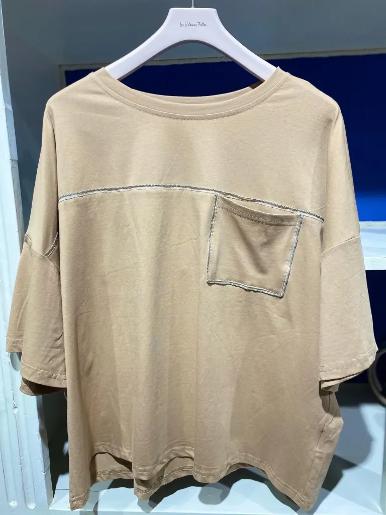 Tshirt ligne métal poche- TU Curvy (Camel)
