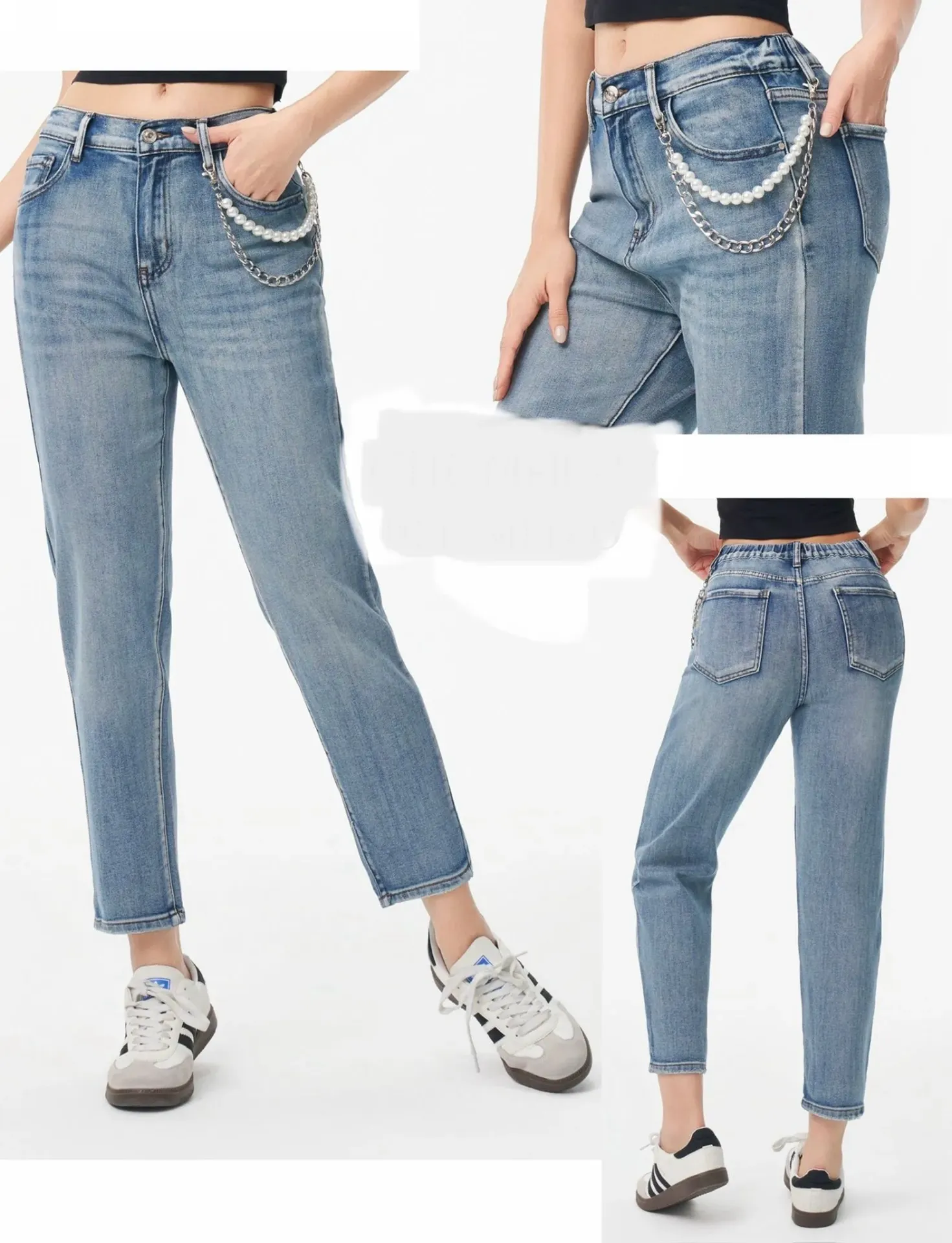 Jeans 7/8 chaines