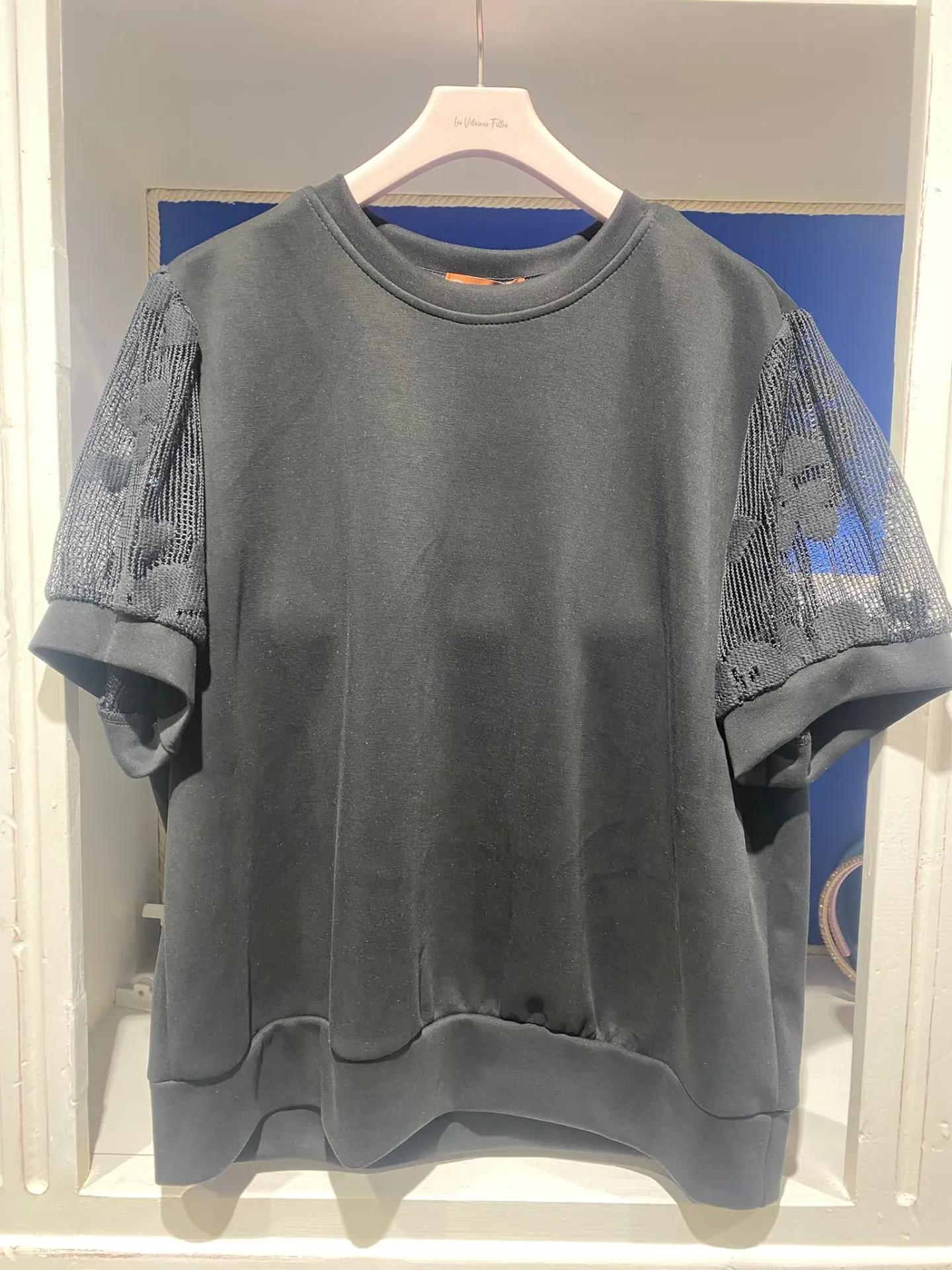 Sweat noir manches dentelle- TU