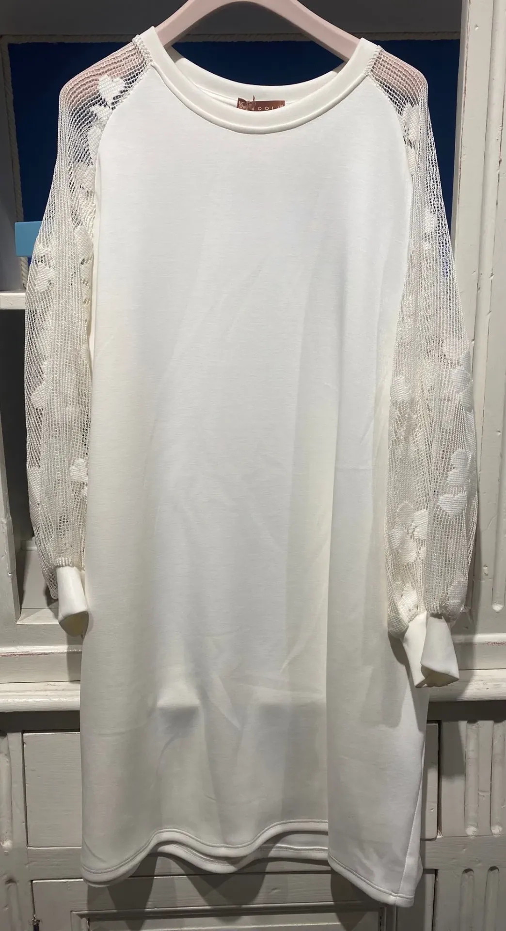 Robe ecru manches dentelles-TU Curvy