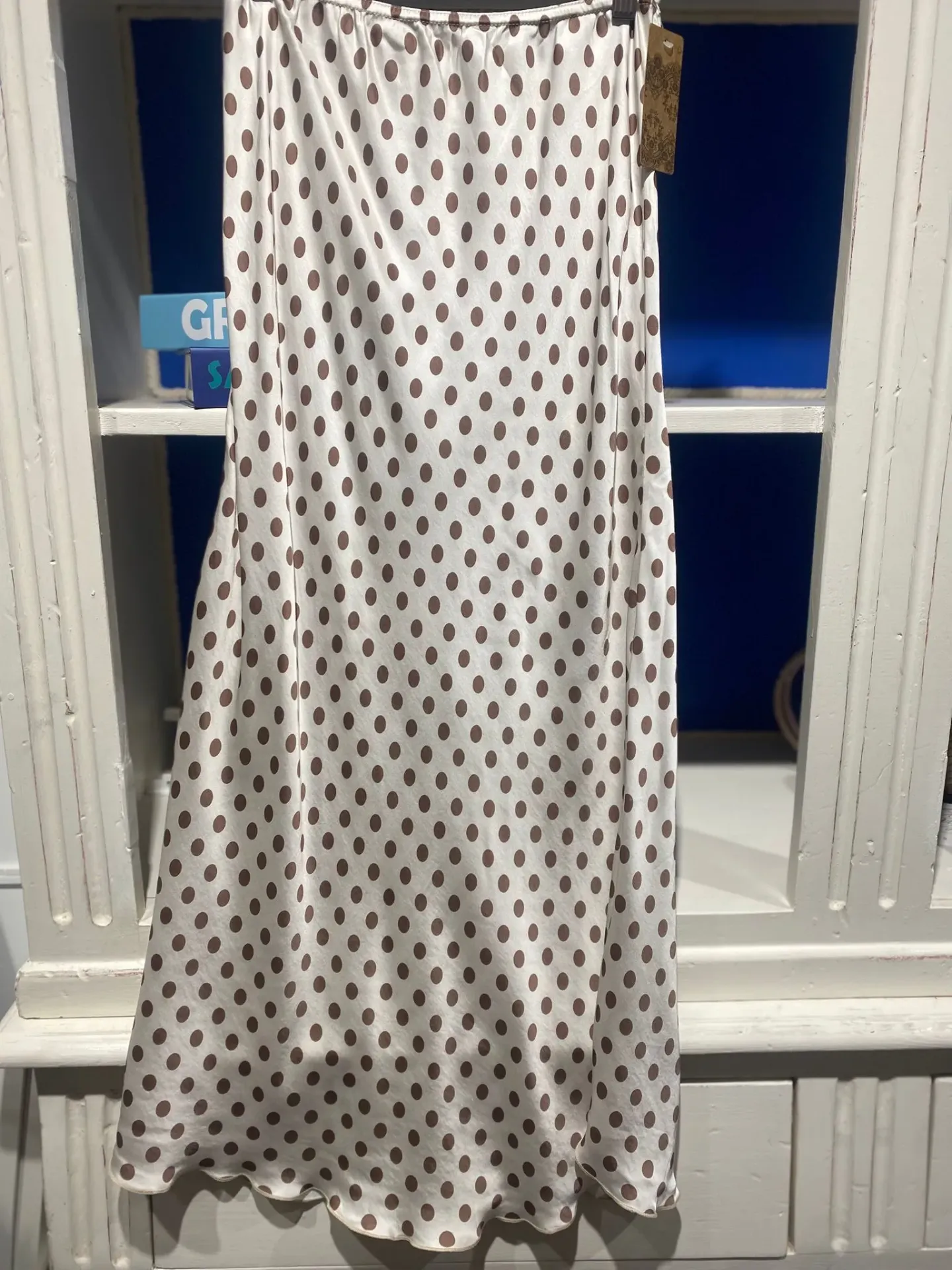 Jupe satinée à pois- TU (Blanc)