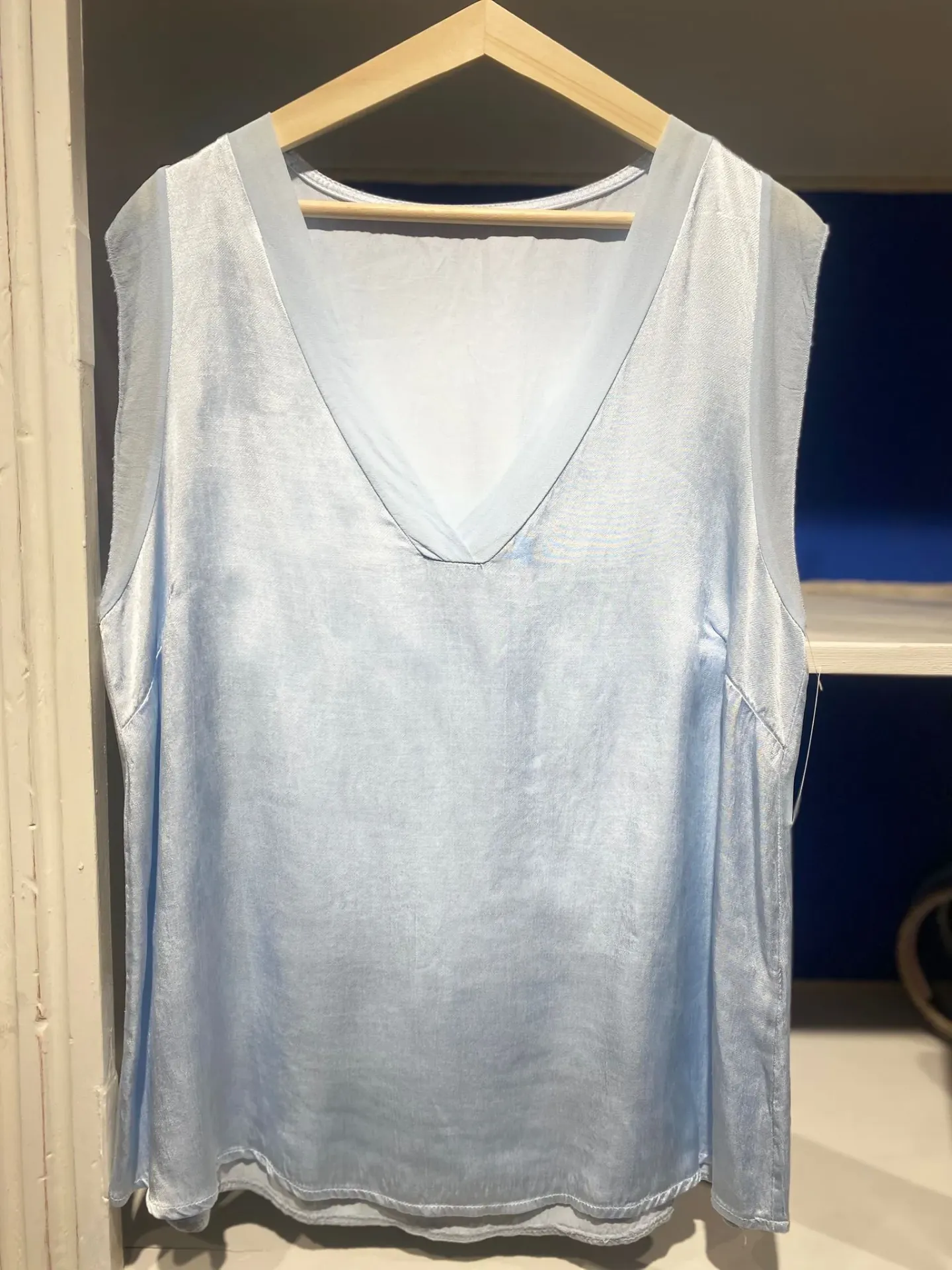 Top col V- manches voile (Bleu Ciel)