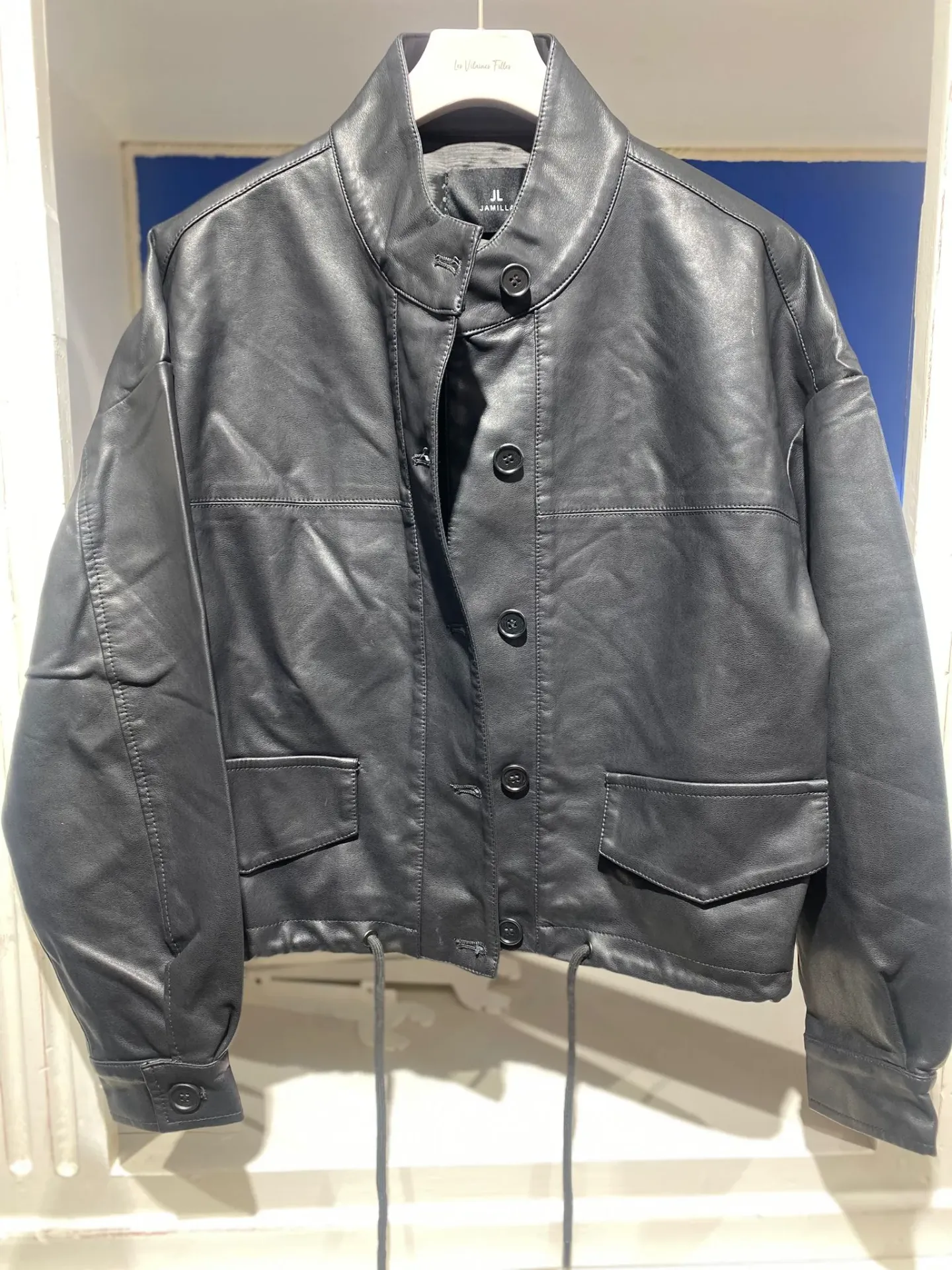 Veste Ecocuir noir boutons- TU