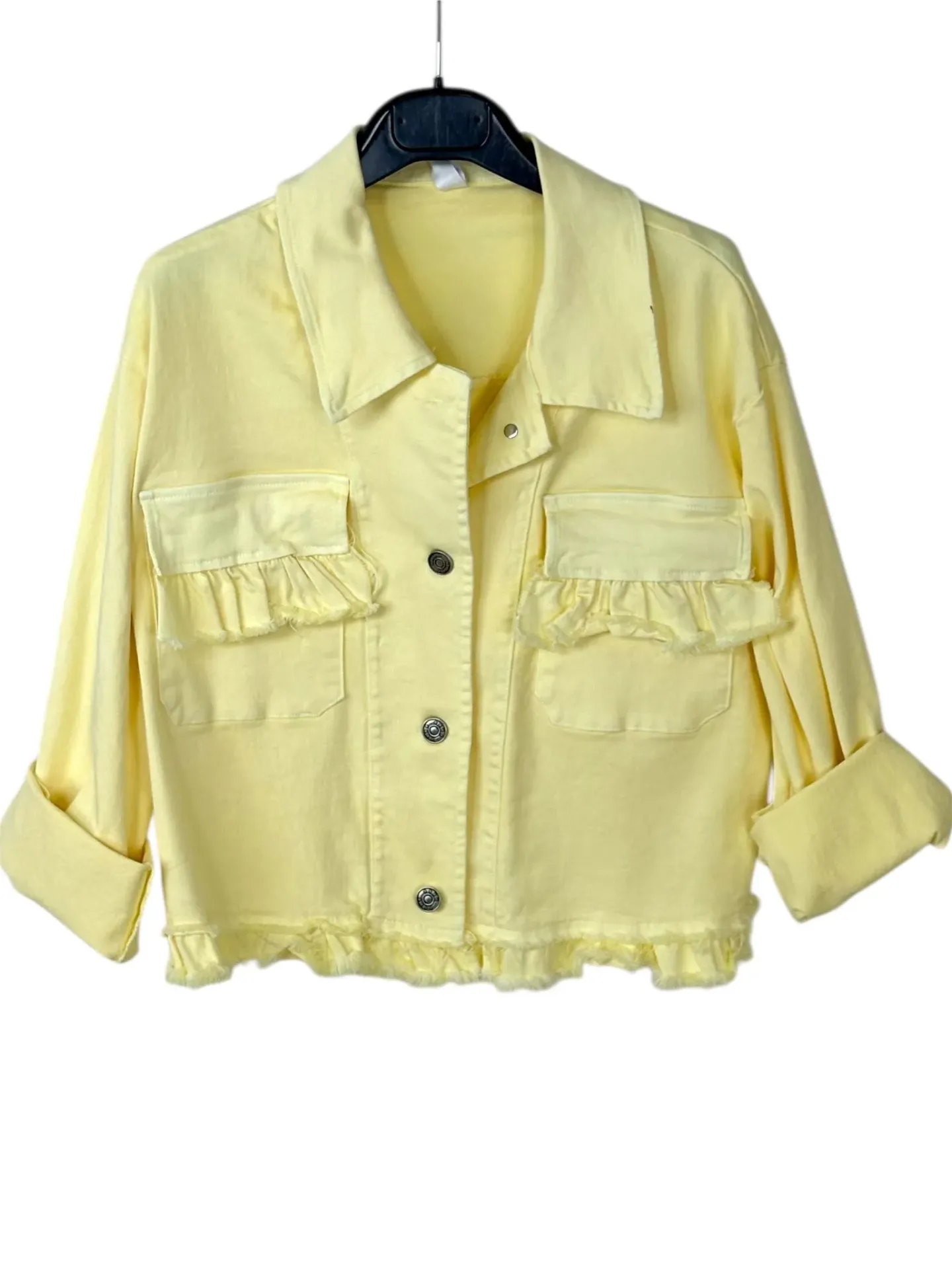 Veste jean coloré, franges- TU