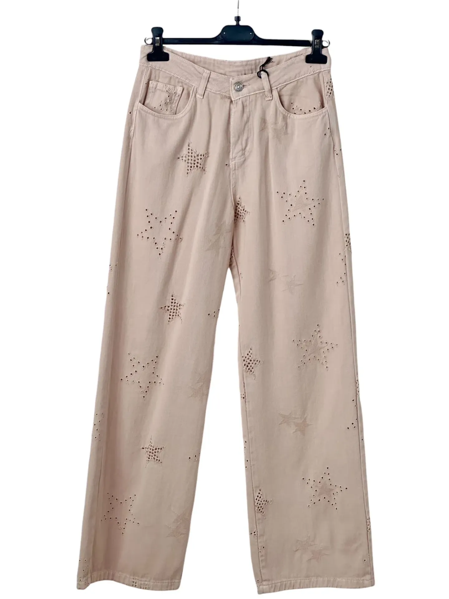 Jean rose pale ajouré (S)