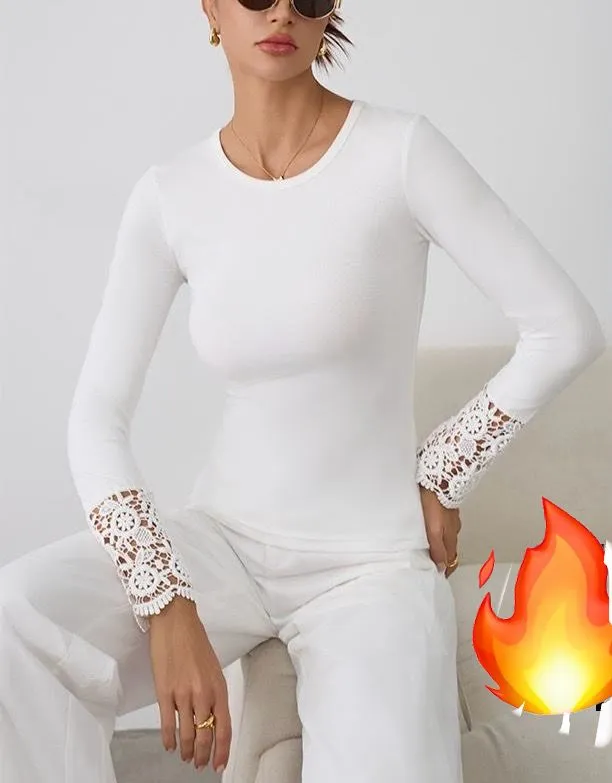 Tshirt Blanc manches dentelle-TU