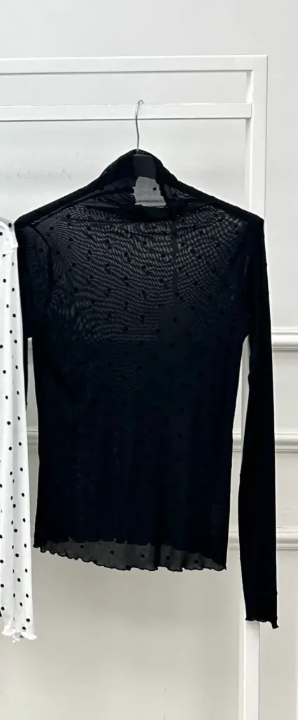 Blouse transp.pois noir- TU