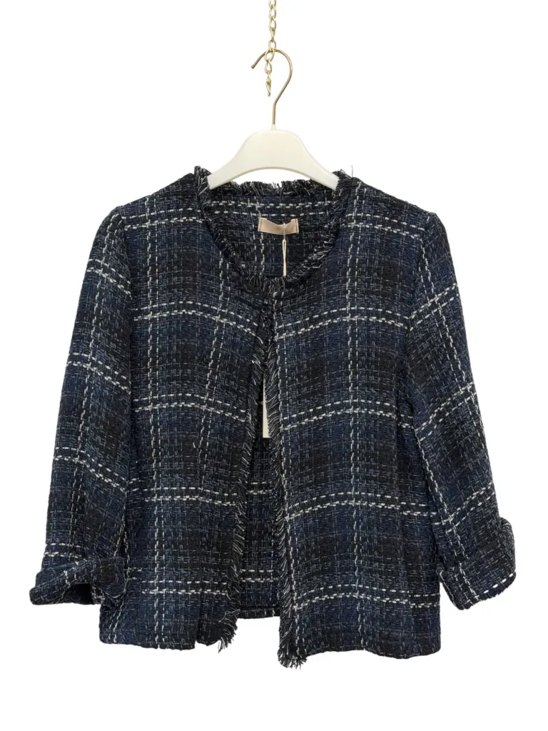Mini veste carreaux bleu