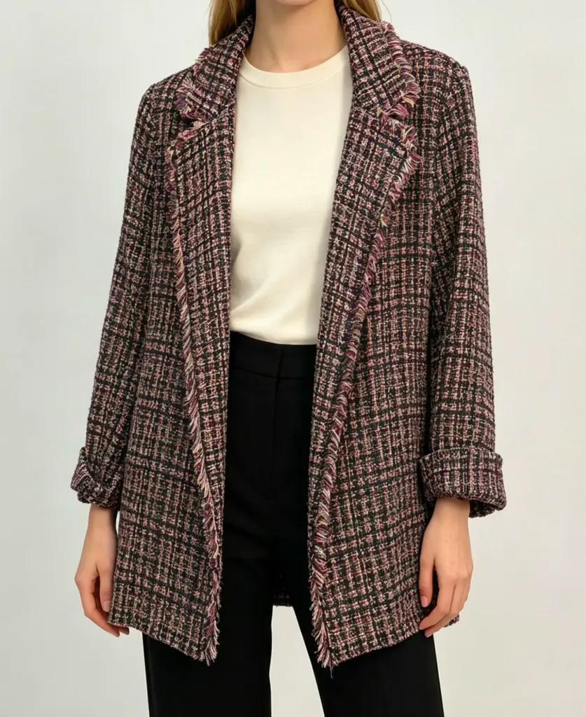 Veste carreaux sans boutons- TU