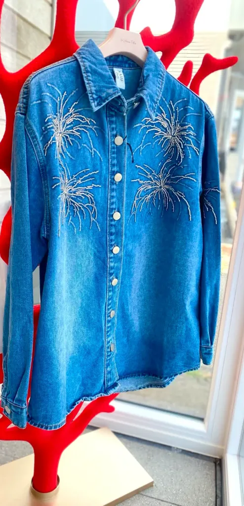 CHemise jeans Strass Palm