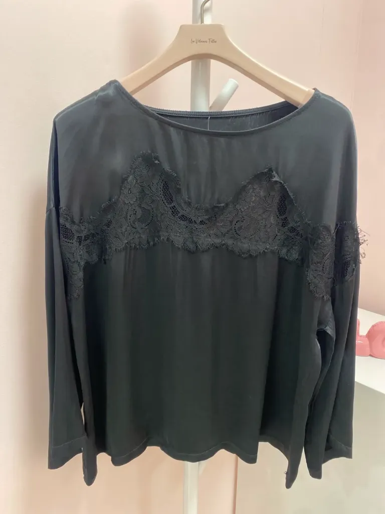 Blouse col rond dentelle- TU