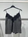 Top chiné gris dentelle