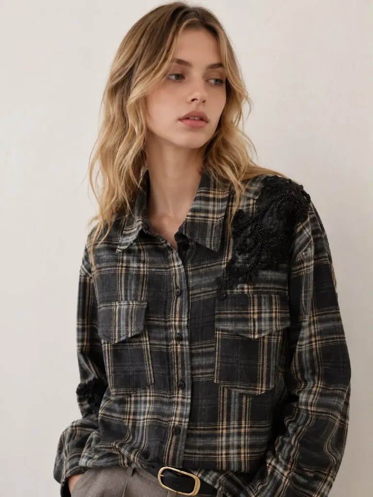 Chemise carreaux gris- TU