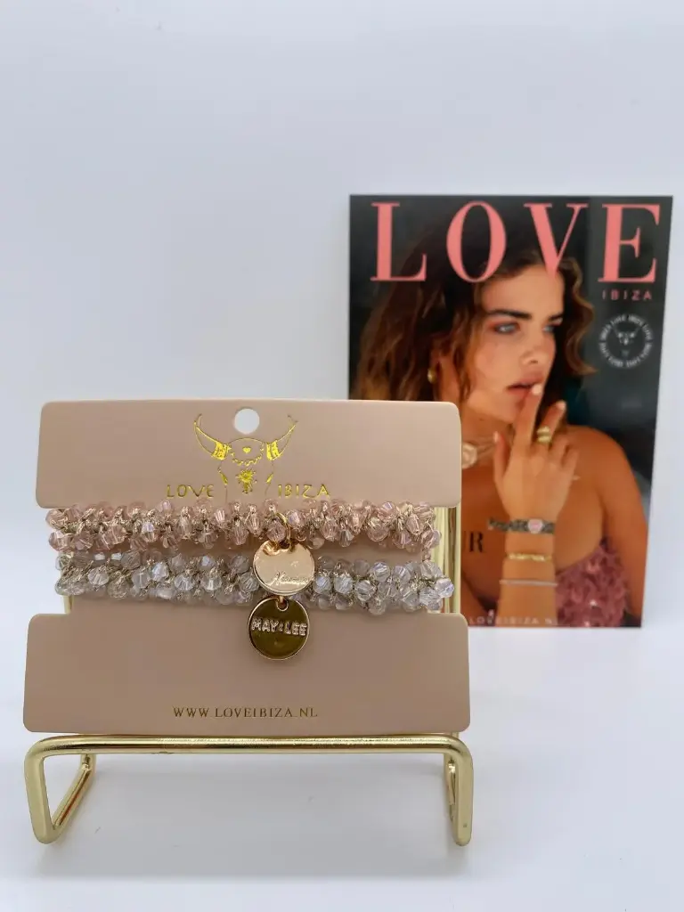 Duo élastiques/ bracelets crème- rosé