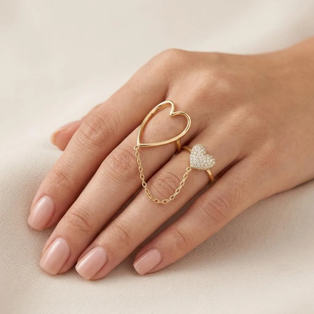 Double bague coeur
