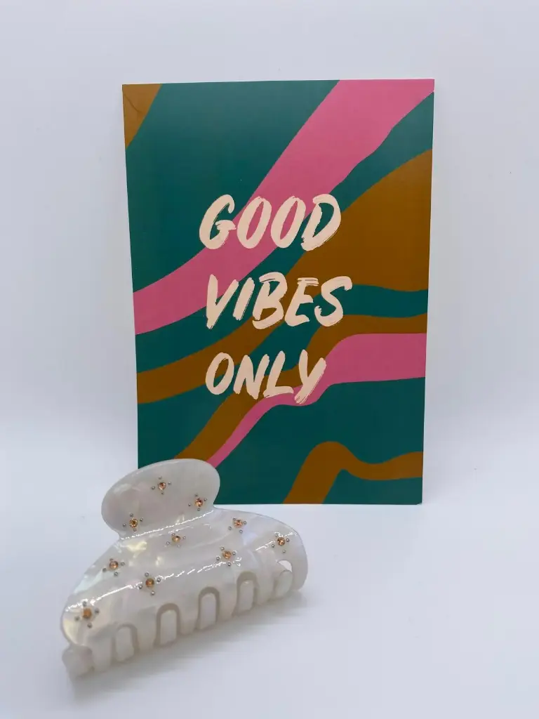 Pince à cheveux, strass (Creme)