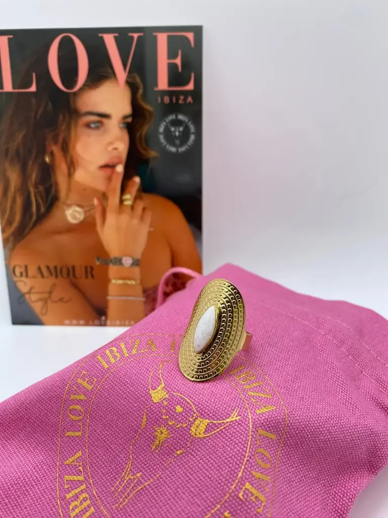 Bague Boho agate blanc