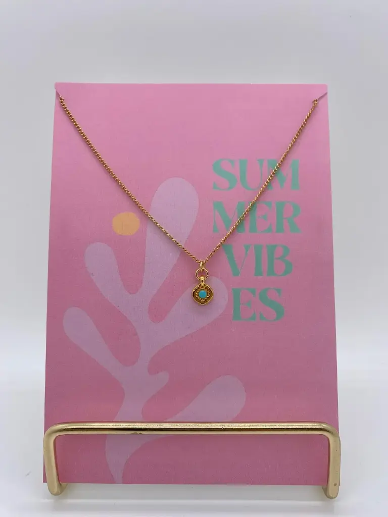 Collier fin Amulette turquoise