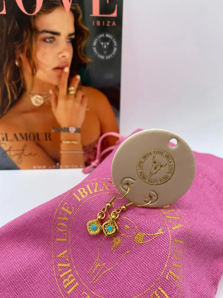 Boucles d'oreilles métal doré amazonite