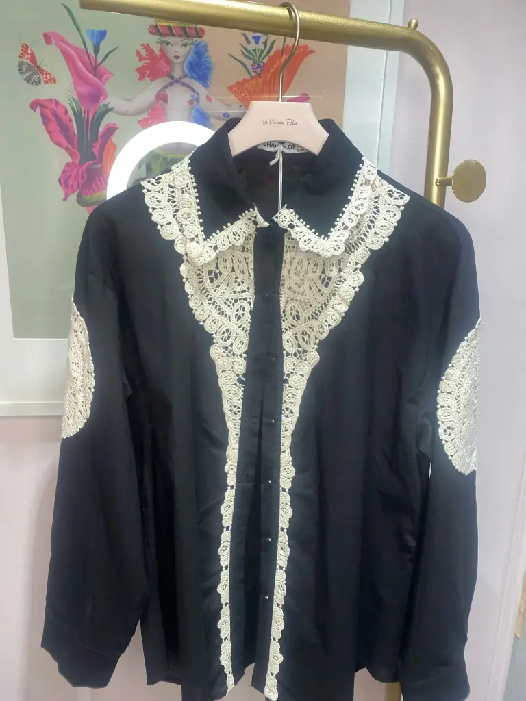 Chemisier cotton et dentelle