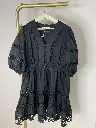 Robe, décolleté V, manches 3/4