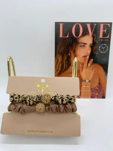 Set de 2 élastiques Léopard et strass
