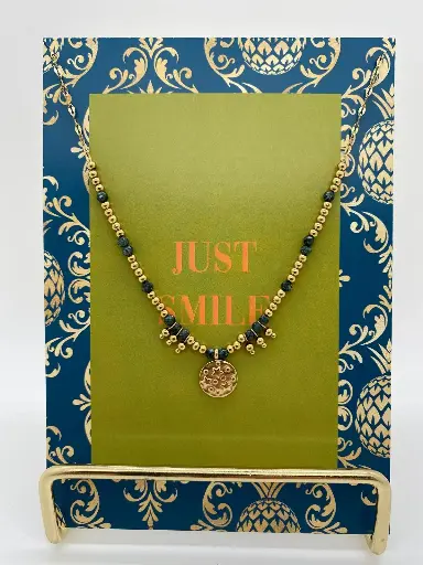 Collier médaille et malachite