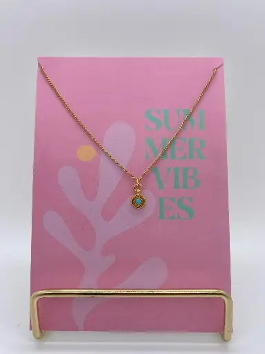 Collier fin Amulette turquoise