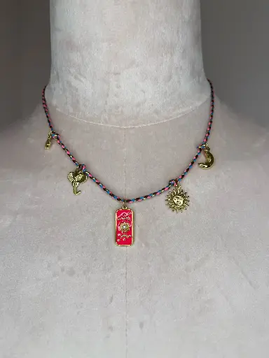 Collier Gold/ Neon pink, diamètre 42