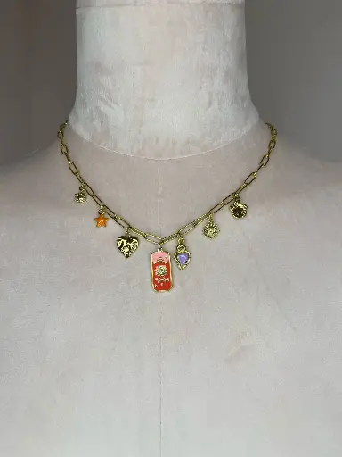 Collier Gold/rose, abricot, lilas- diamètre 45