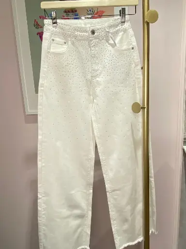 Jeans blanc paillettes