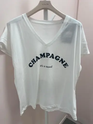 Tshirt Champagne Mood Col V- TU- Oversize